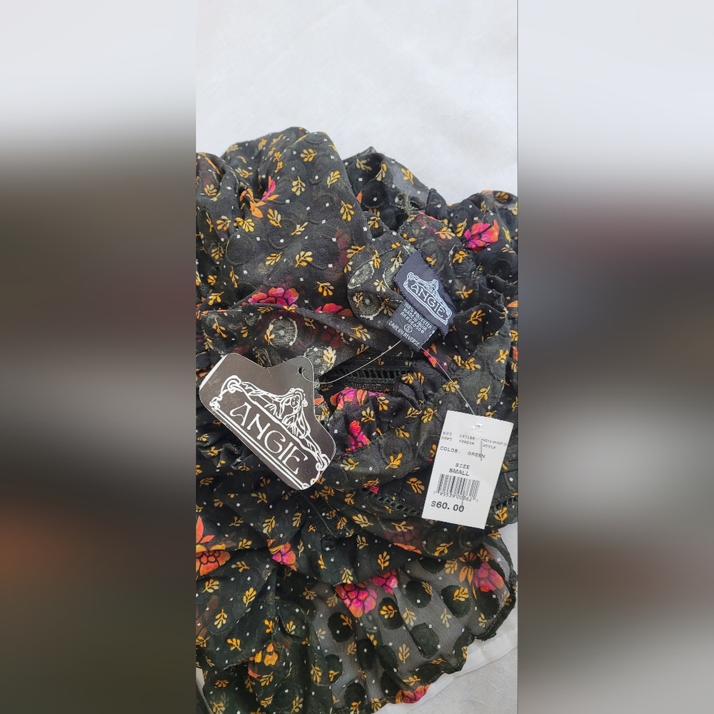 NWT!Spring Boho Sheer Textured Elegant High-Neck Women's Floral Midi Dress Small - Picture 17 of 17